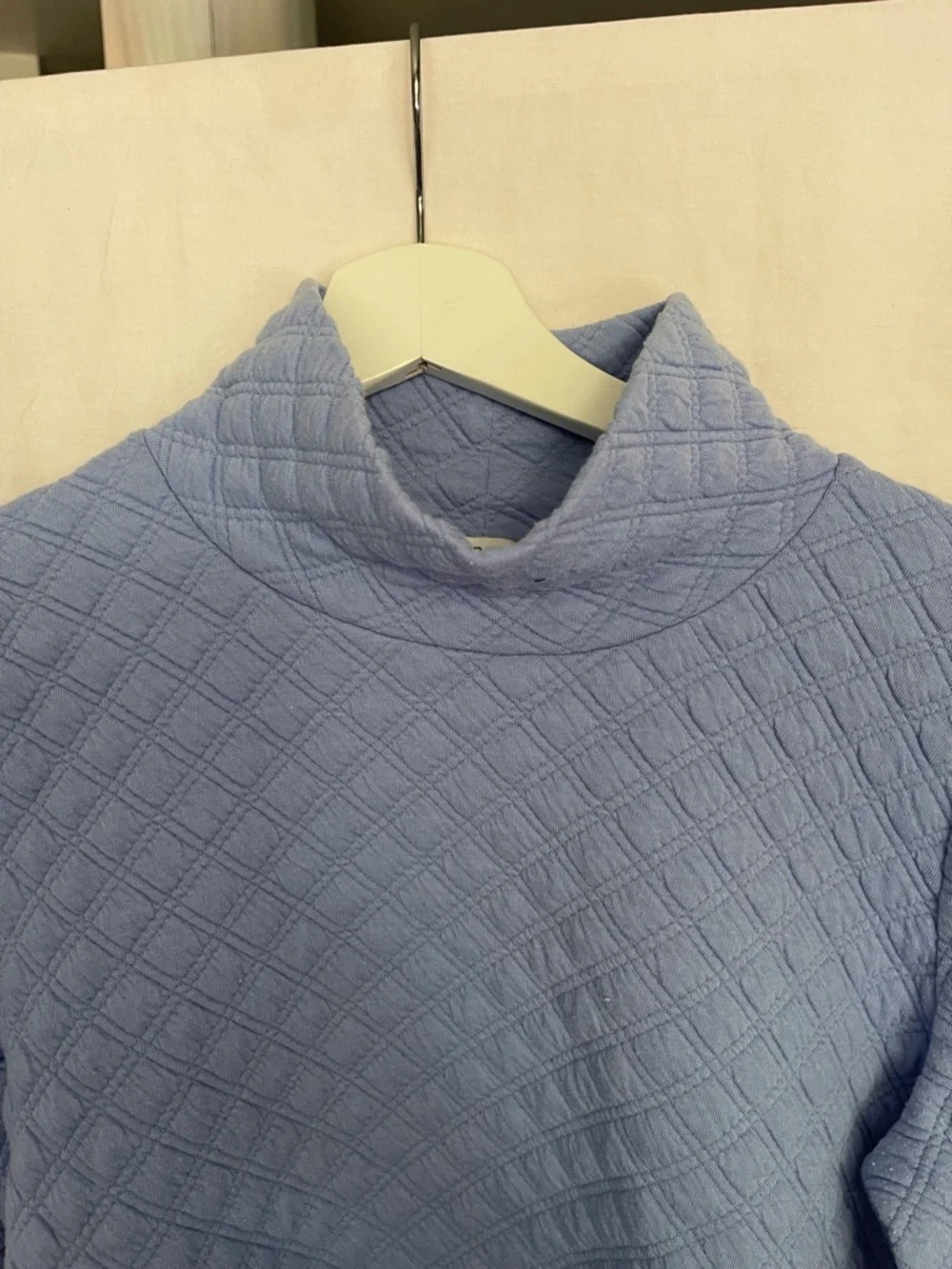 J. Crew Quilted Mockneck Pullover Periwinkle Diamond Knit Sweatshirt Size XS